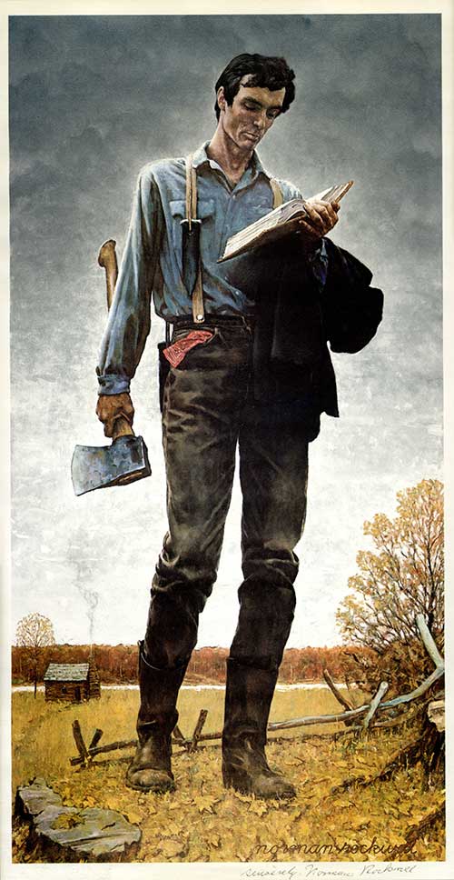 Lincoln the Railsplitter (The Young Woodcutter), Normal Rockwell, ca. 1964. From the Williams Collection of Lincolniana.