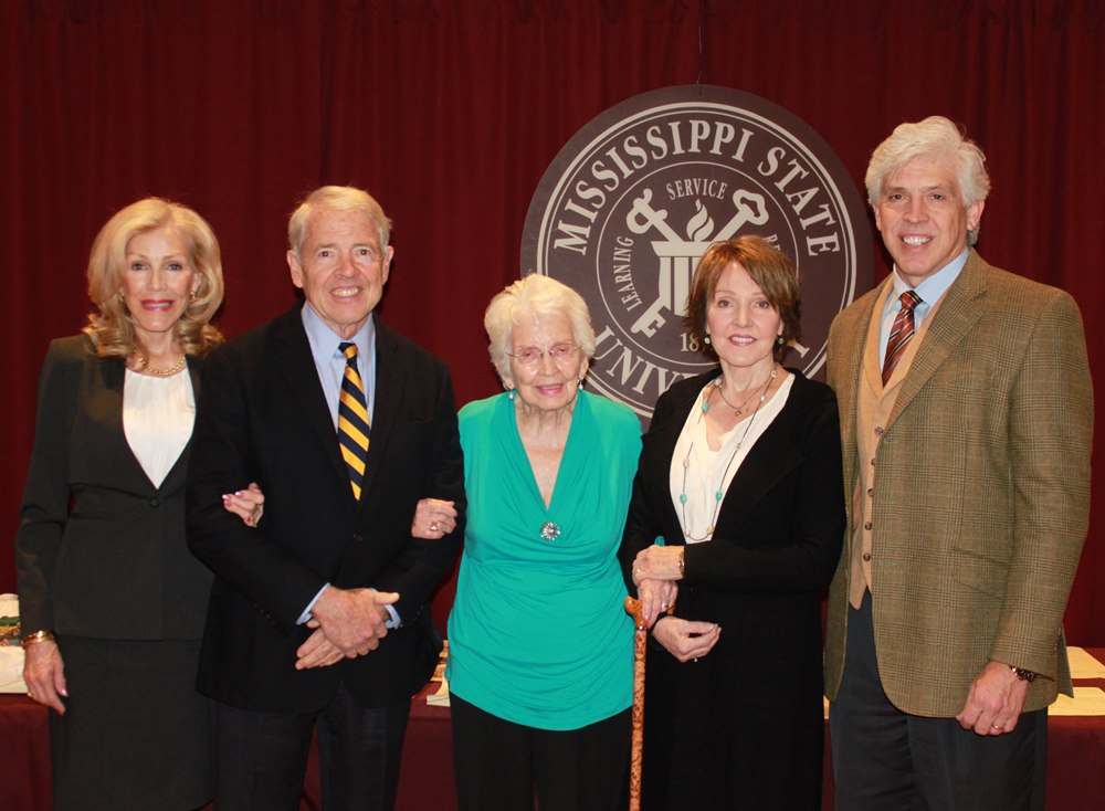 (Pictured in the photo, (L-R): Keith Horne, Stewart Bridgforth, Carolyn Bridgforth, Allie Benson and Barry Bridgforth) Photo Credit: Isa Stratton, MSU Libraries