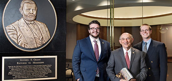 Ulysses S. Grant Presidential Library historians, from left to right, Louie P. Gallo, John F. Marszalek and David S. Nolen, this month will release “The Personal Memoirs of Ulysses S. Grant: The Complete Annotated Edition,” published by Harvard University Press. (Photo by Megan Bean)