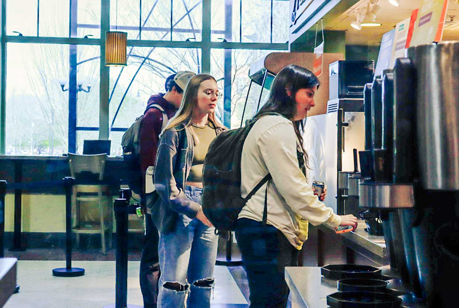 Students at the current Einstein's location.