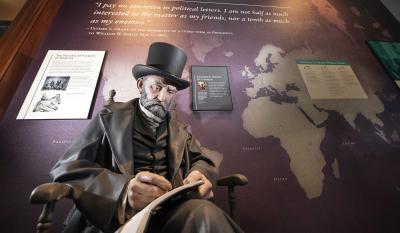 A statue of Ulysses S. Grant on display in a museum.